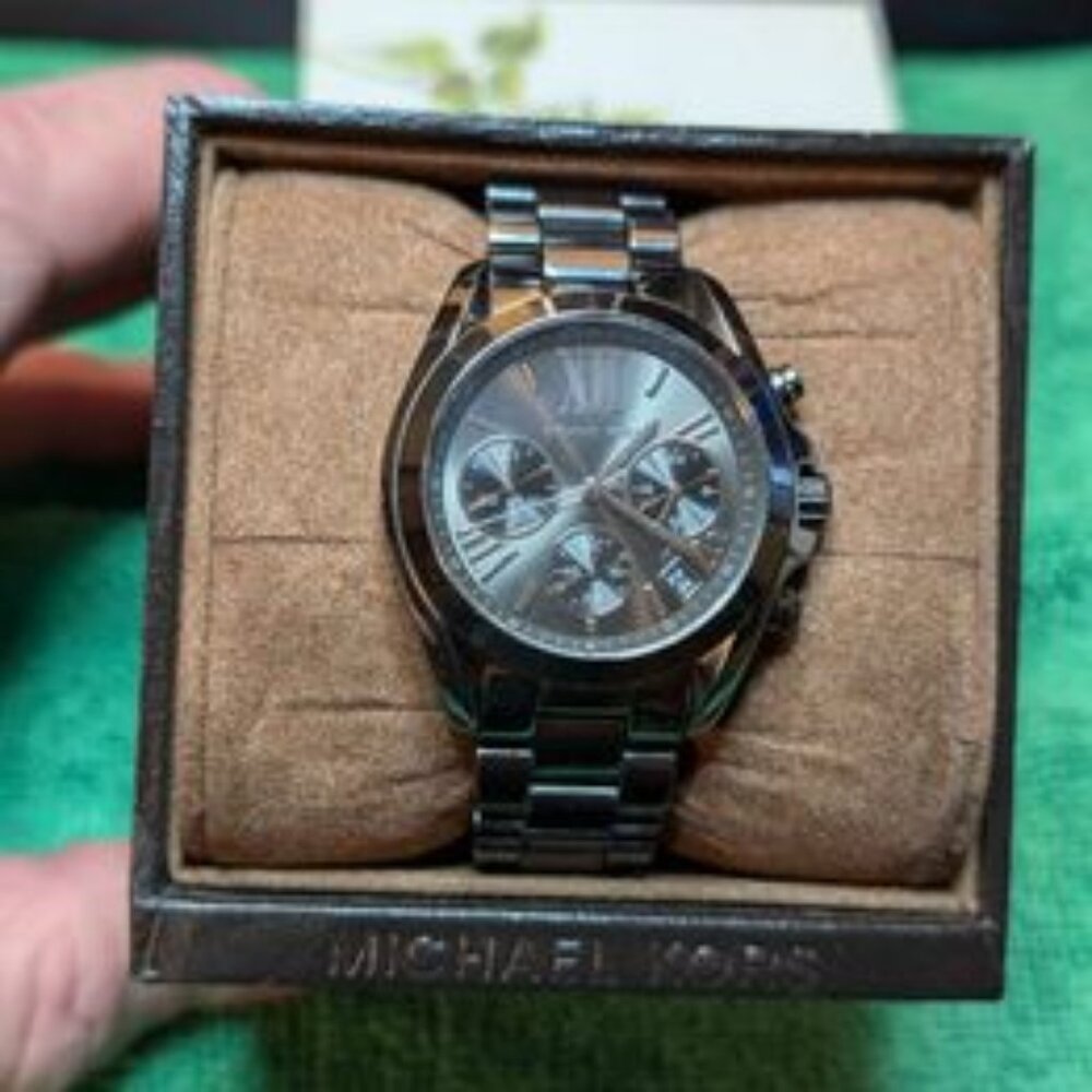 Michael Kors MK6249 Oversized GUN METAL TONE Chronograph Stainless Steel Watch